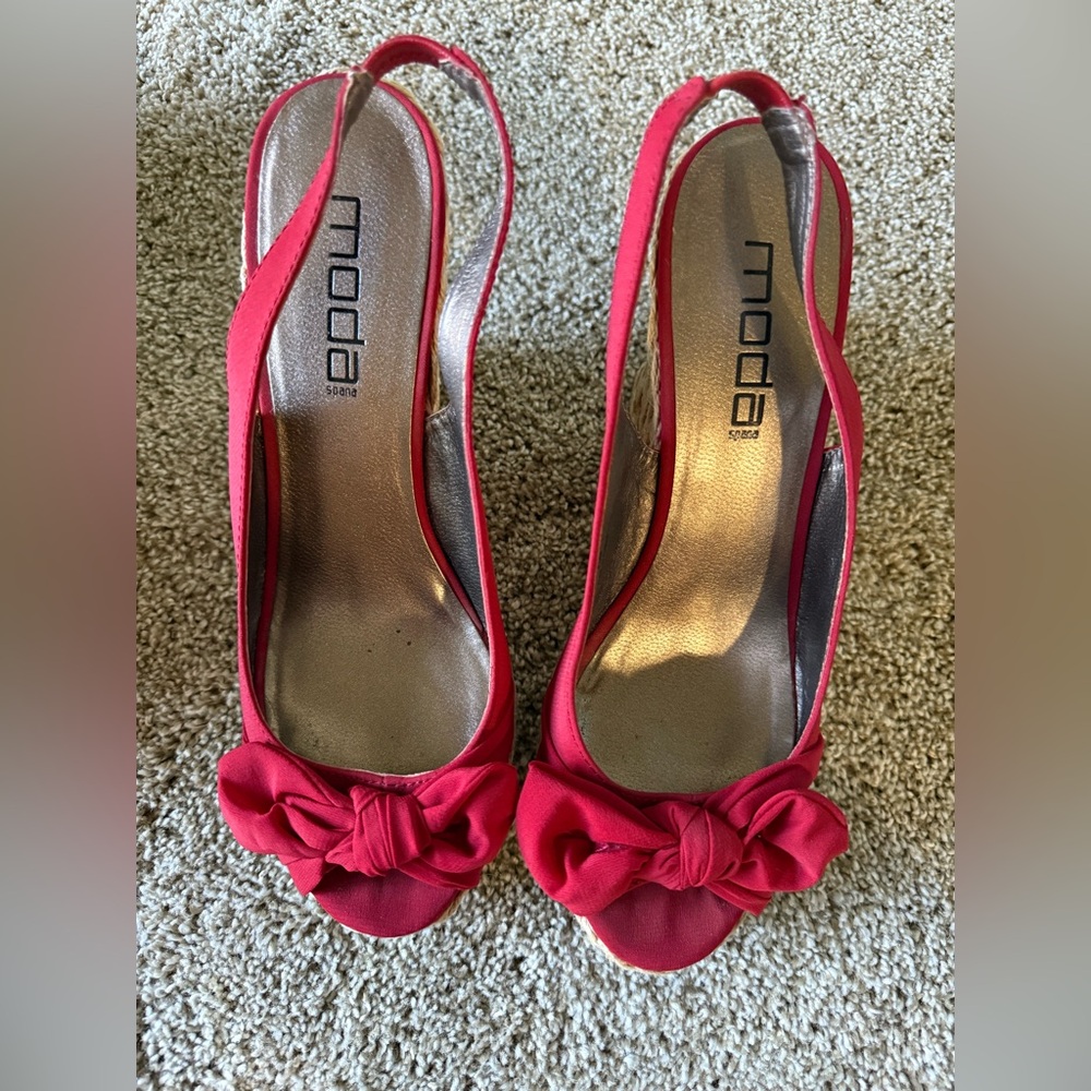 Moda Spana Red Bow Slingback Heels